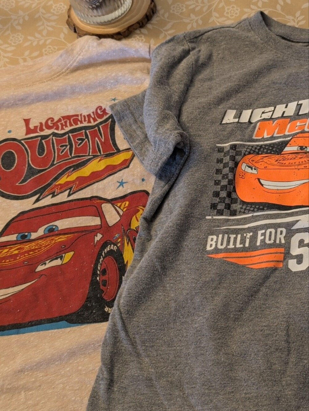 Disney Lightning McQueen Long Sleeve Tee in Cream and Red And Short Sleeve Grey